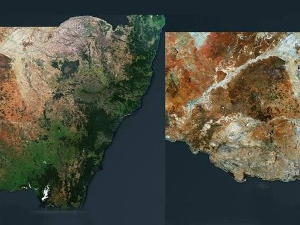 Foto: Nueva Gales del Sur, antes y después de los incendios. Foto: Geospatial Intelligence