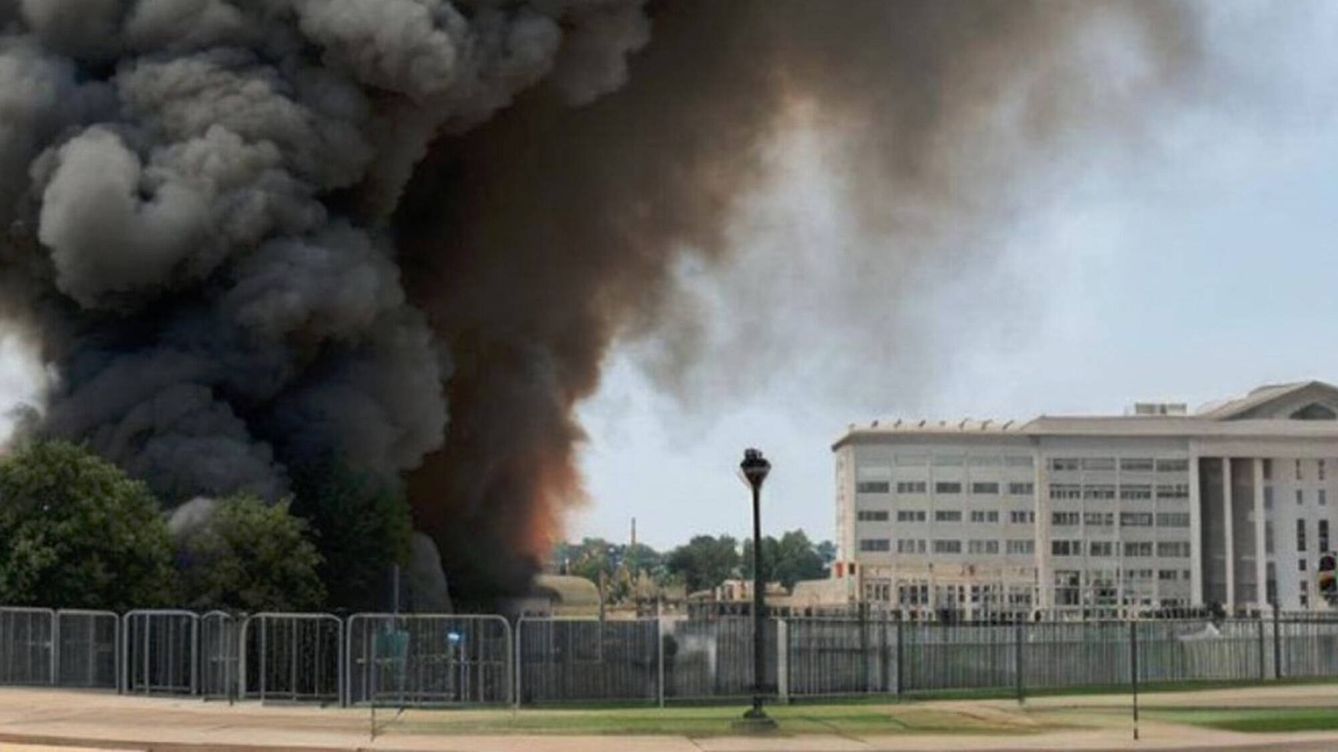 Foto: La imagen falsa de una explosión cerca del Pentágono que ha sido difundida en Twitter.