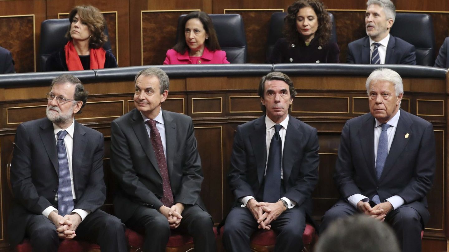 Los expresidentes Felipe González, José María Aznar, José Luis Rodríguez Zapatero y Mariano Rajoy. (EFE)