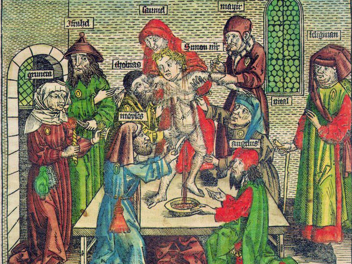 Foto: Grabado clásico de un libelo de sangre. (Wikipedia/Schedel Weltchronik, 1493)