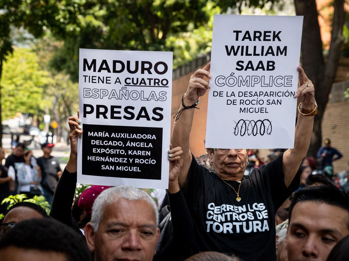 Manifestación en Caracas por la libertad de Rocío San Miguel y otros presos políticos. (EFE/Rayner Pena R)