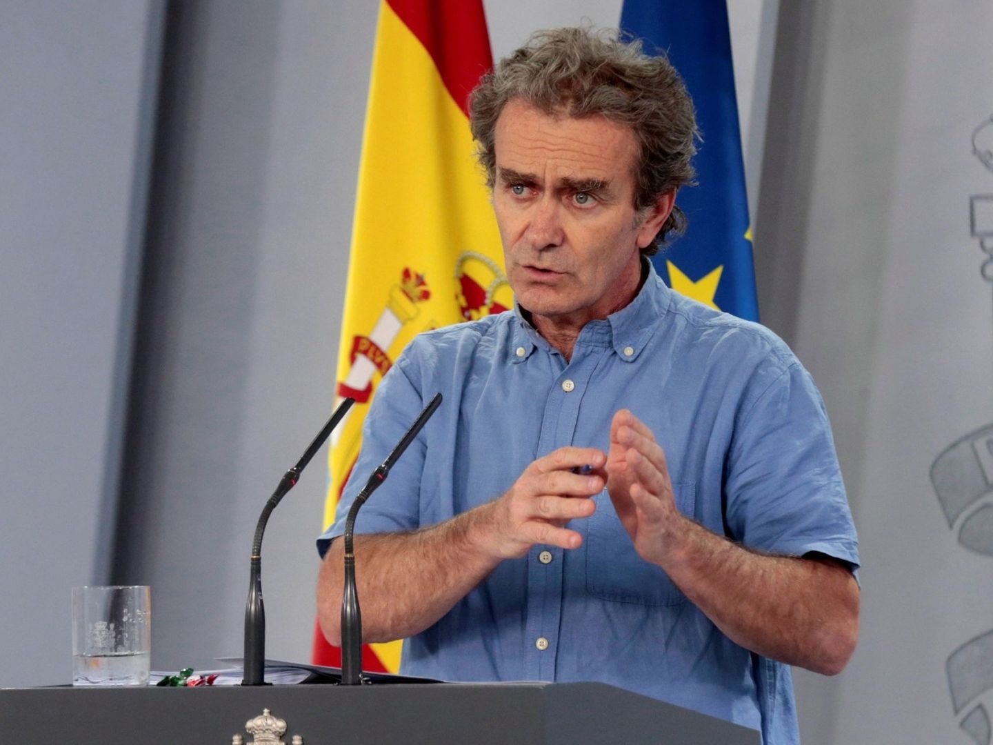 Fernando Simón, durante la rueda de prensa de este miércoles en la Moncloa. (EFE)