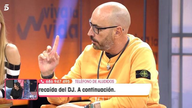 Arrabal, indignado en el plató de 'Viva la vida'. (Telecinco).