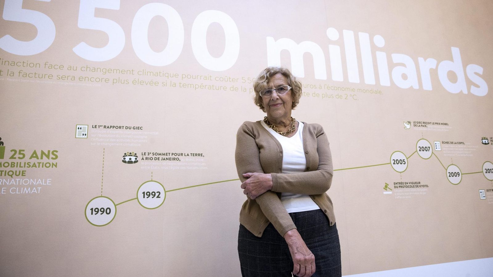 Foto: La alcaldesa de Madrid, Manuela Carmena, en la cumbre COP21 en París. (Efe)