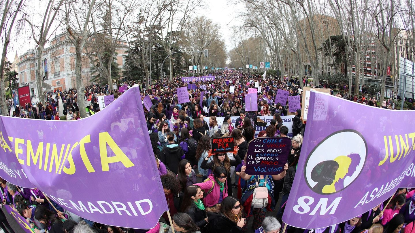 Manifestación por el Día de la Mujer, este domingo en Madrid. (EFE)