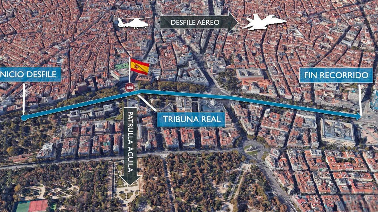 Recorrido del desfile del 12 de octubre en Madrid. (Ministerio de Defensa)