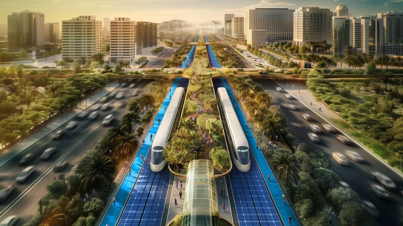 Foto: Una vista general de la nueva 'Columna verde' de Dubai. (Urb)
