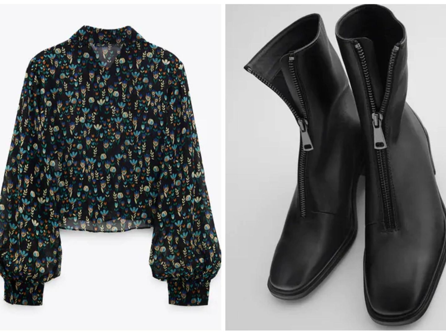 Blusa y botines de la nueva colección de Zara. (Cortesía)