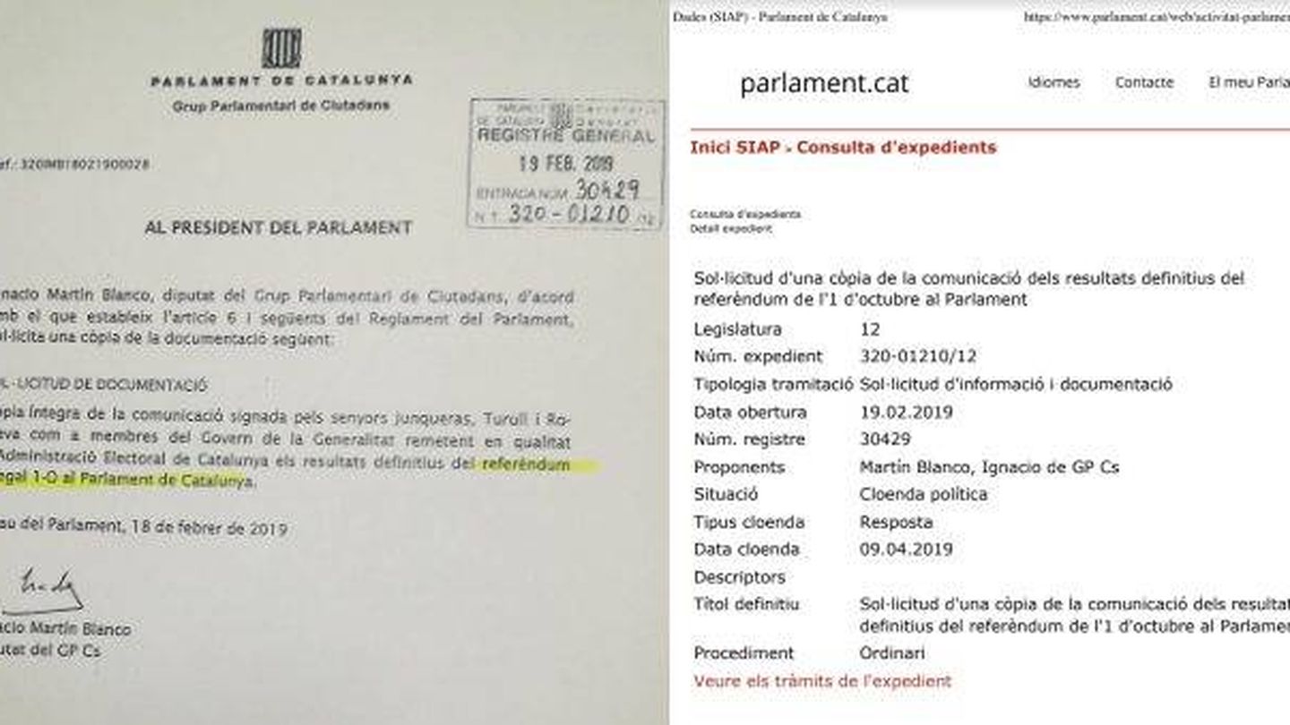 La oposición en el Parlament de Cataluña denuncia censuras en sus registros de preguntas.