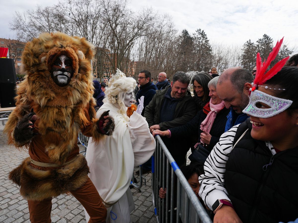 Foto: Una imagen del desfile de carnaval de hoy sábado en Madrid (EFE/Borja Sánchez Trillo)