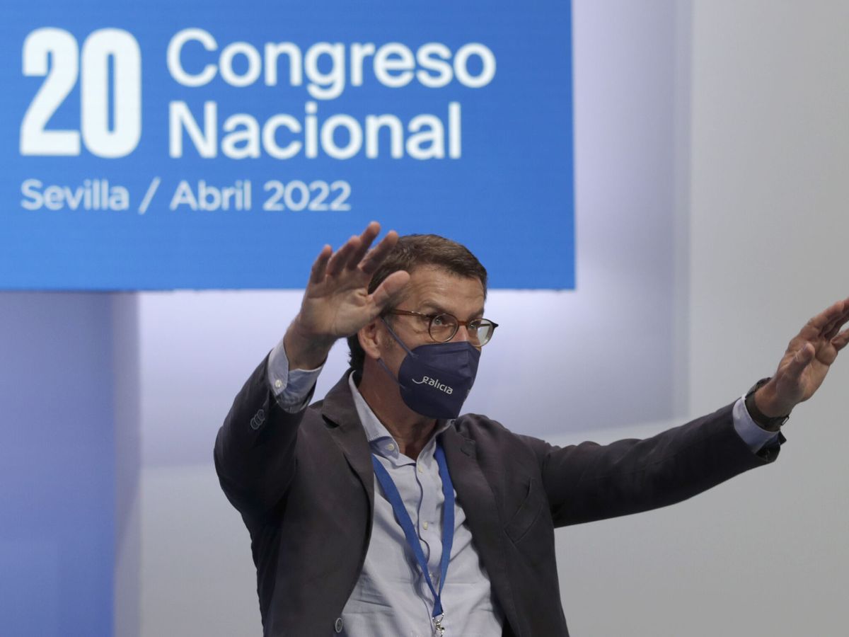 Foto: El presidente de Galicia, Alberto Núñez Feijóo, durante el XX Congreso Nacional del partido. (EFE/Julio Muñoz)
