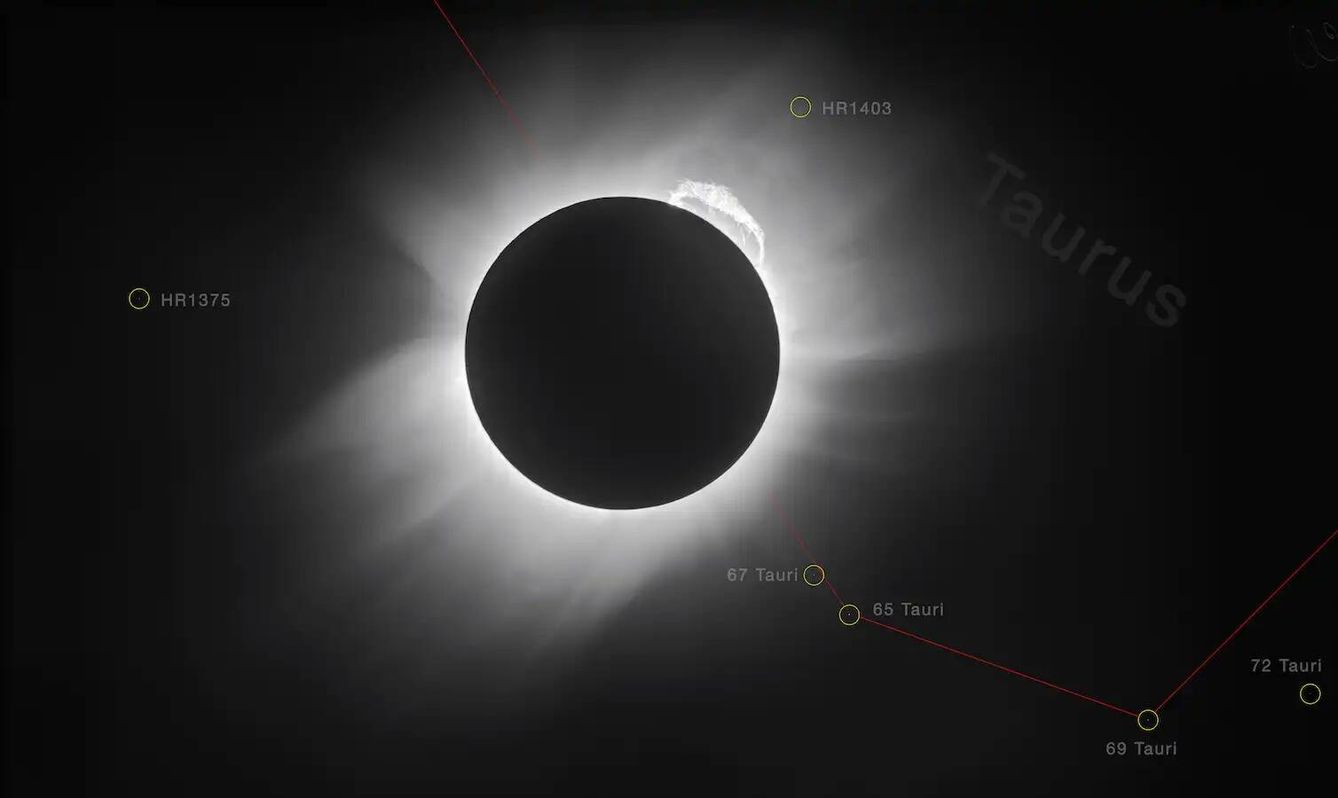 Una fotografía del eclipse solar completo de 1919. (Arthur Eddington/Transacciones filosóficas de la Royal Society)