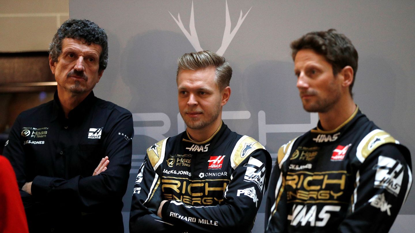Steiner con Magnussen y Grosjean. (Reuters)