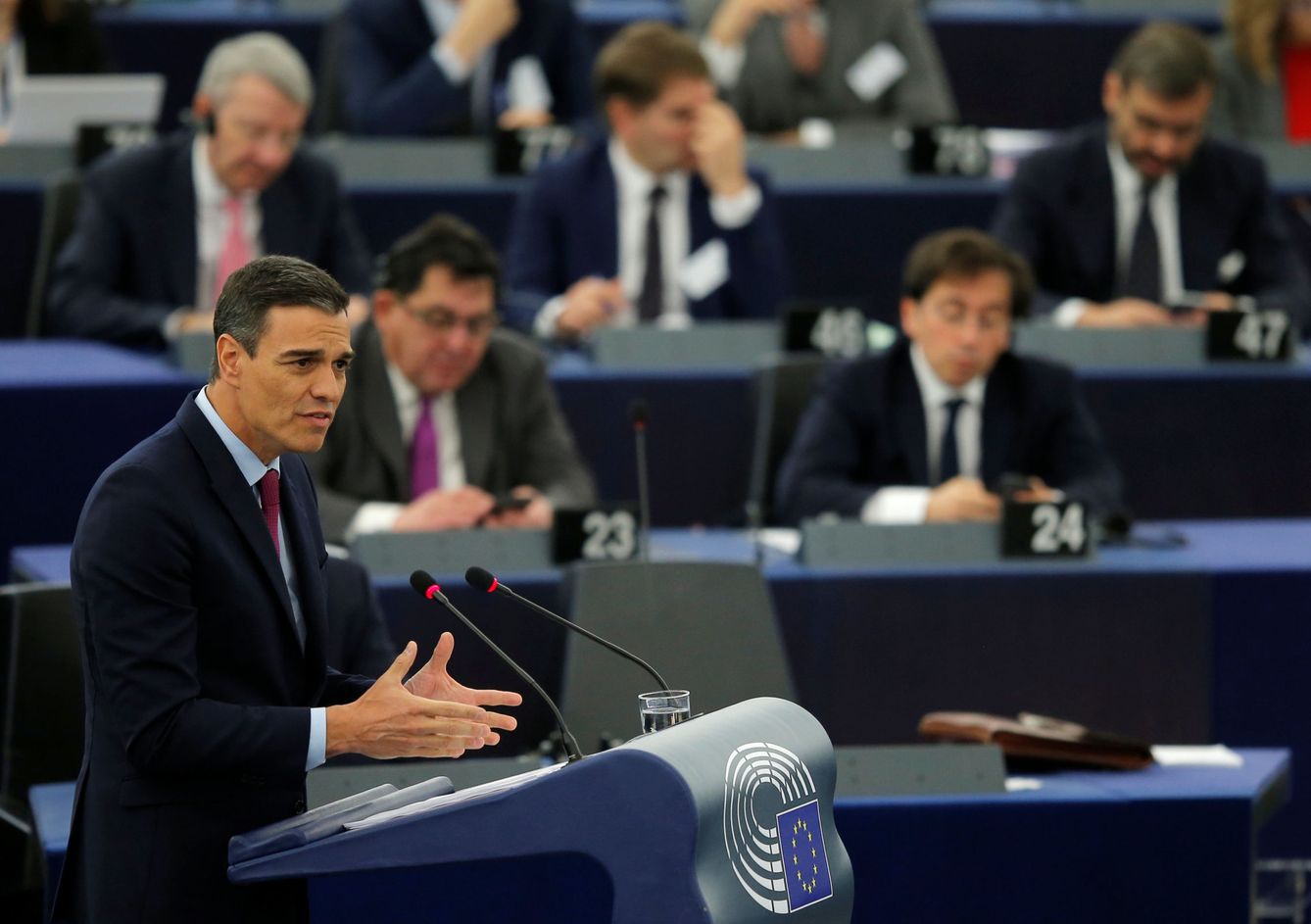 Pedro Sánchez durante el debate sobre el futuro de Europa en el Parlamento Europeo en Estrasburgo, el 16 de enero de 2019. (Reuters)