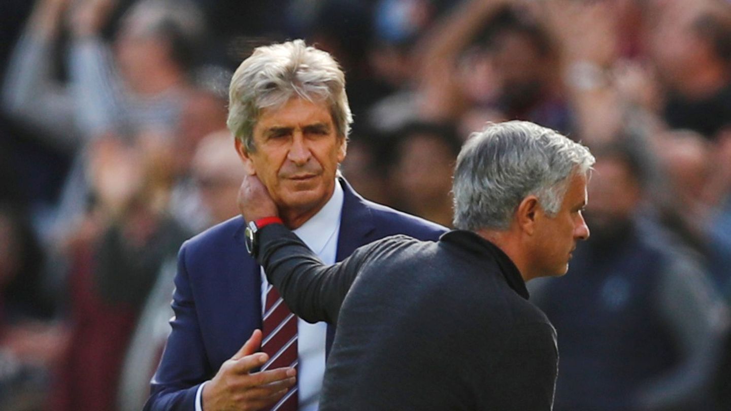 Pellegrini y Mourinho, en un partido en 2018. (Reuters/Phil Powell)
