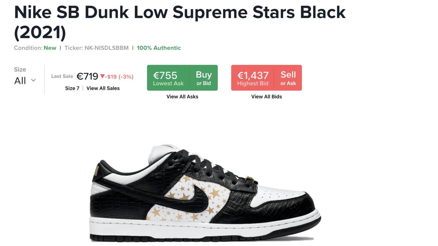Nike SB Dunk Low Supreme Stars en StockX.