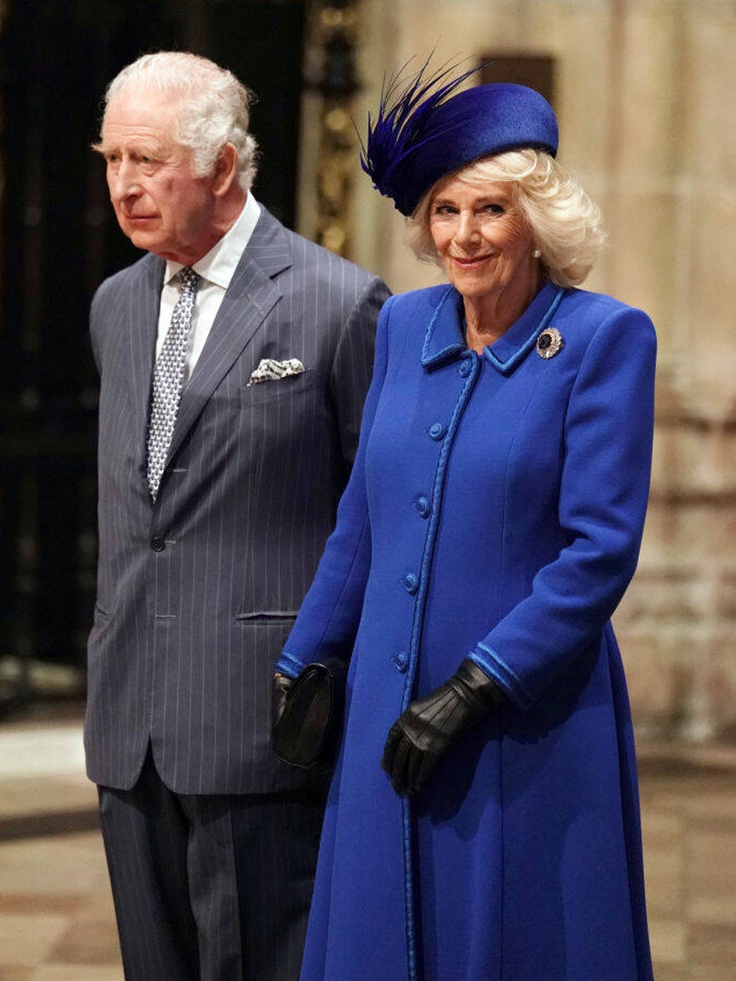 Camila Parker Bowles y Carlos III, en el servicio religioso por el Día de la Commonwealth. (Getty Images)
