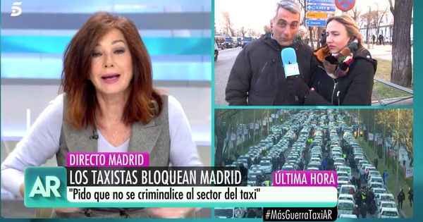 Foto: Ana Rosa responde al portavoz de los taxistas. (Mediaset)