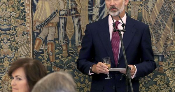 Foto: El rey Felipe en su intervención durante el almuerzo celebrado con motivo de la reunión del Patronato del Instituto Cervantes. (EFE)