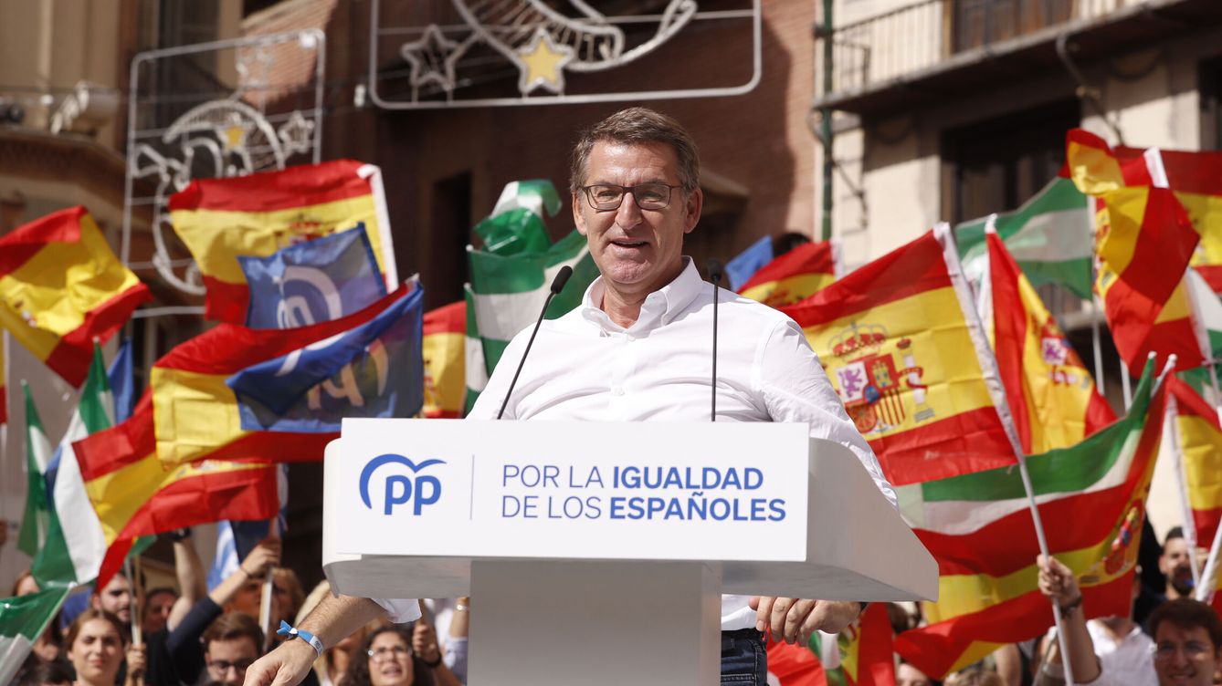 Foto: Núñez Feijóo, en el acto del PP en Málaga. (EFE/Jorge Zapata)