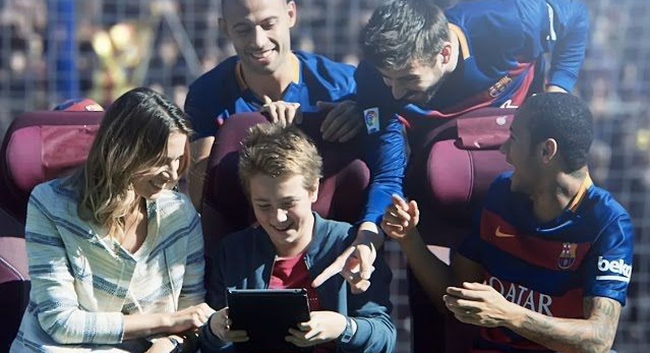 Mascherano, Neymar, Messi y Piqué, en un anuncio de Qatar Airways.