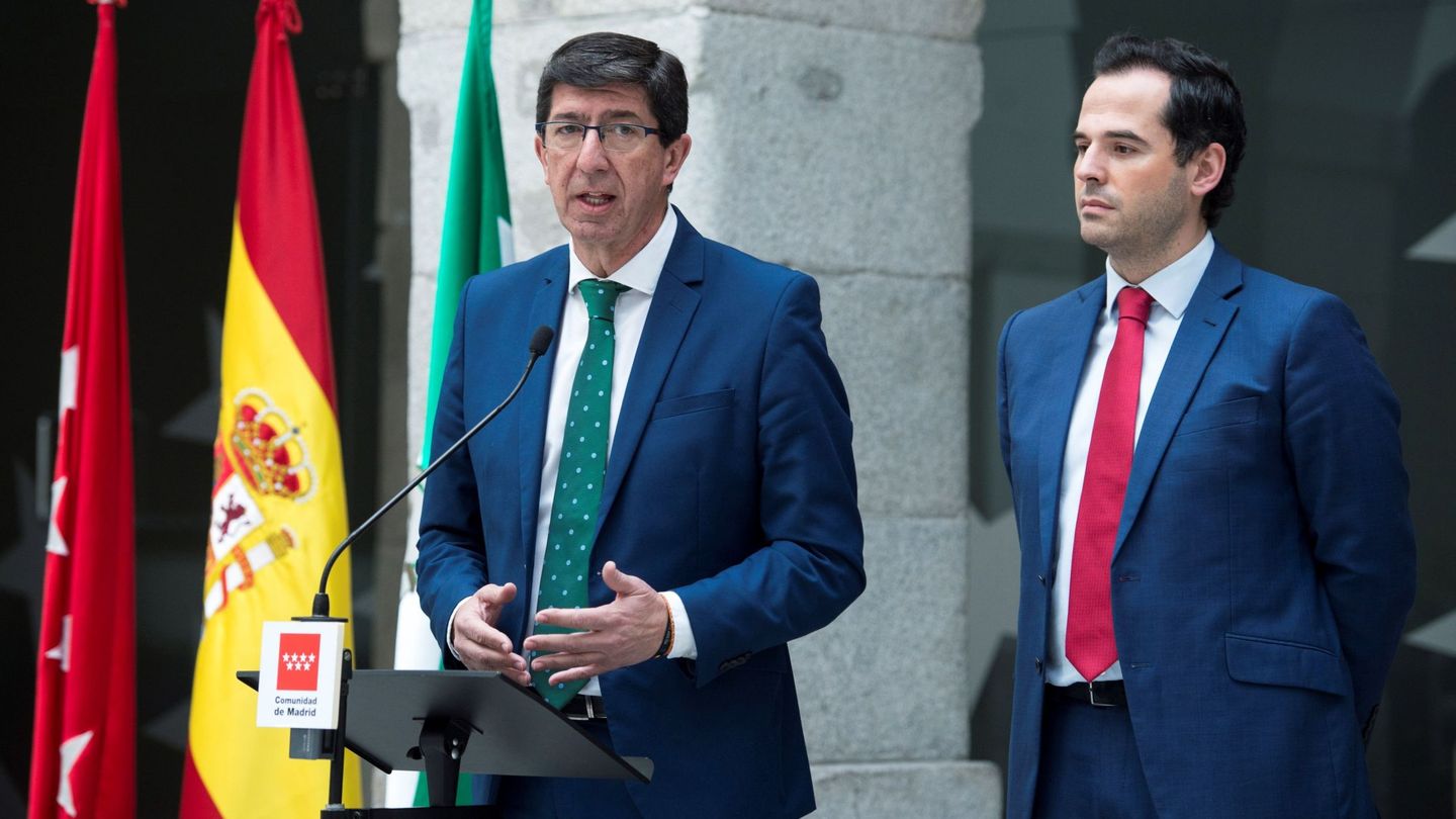 Los vicepresidentes de Andalucía y Madrid, Juan Marín e Ignacio Aguado. (EFE)