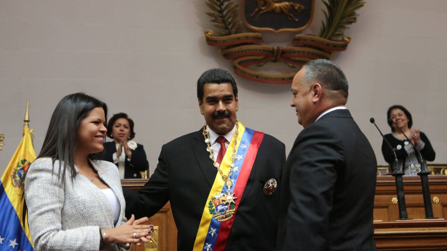 María Gabriela, junto a Maduro y Diosdado Cabello. (CP) 