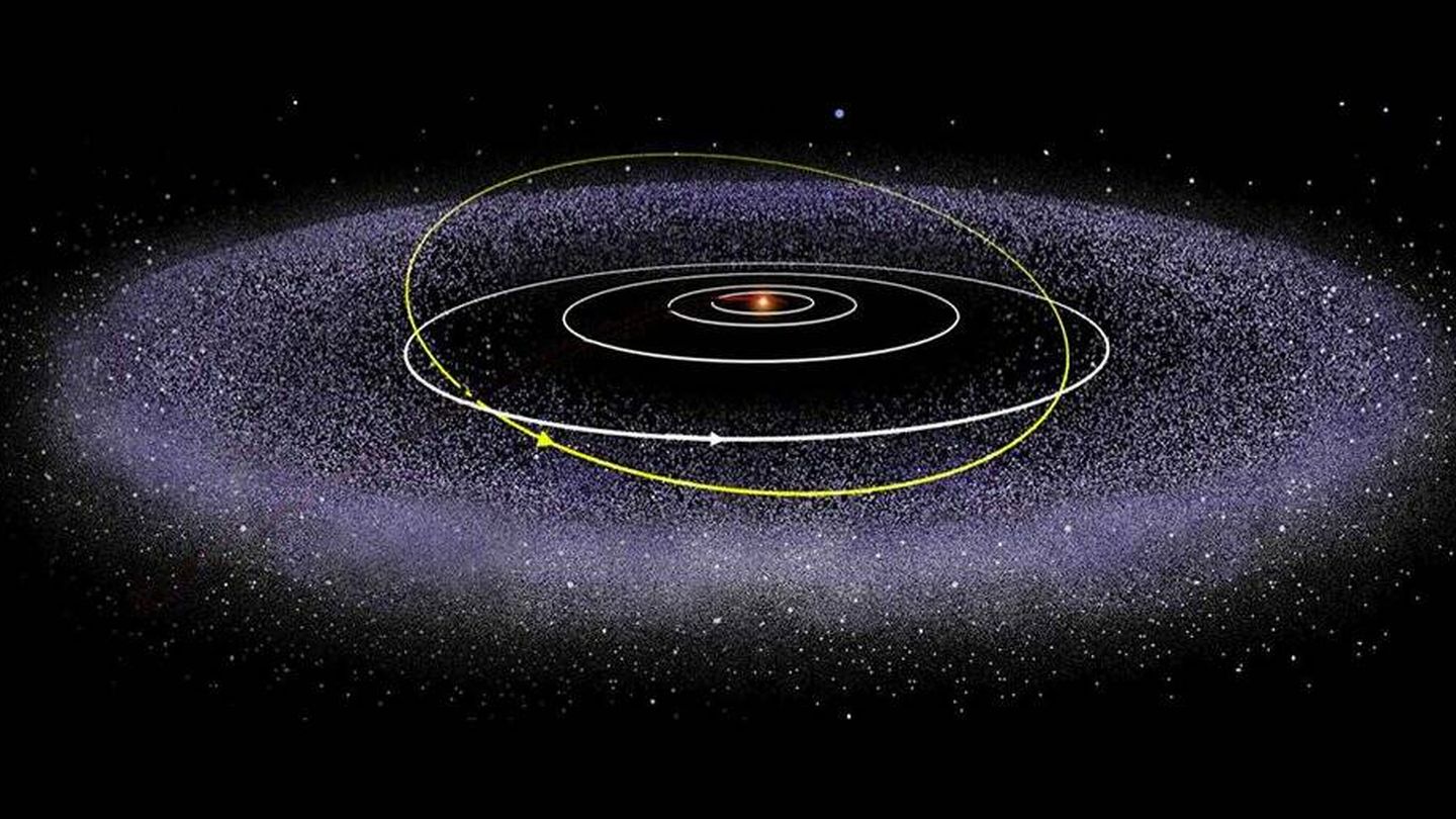 La nube de Oort rodeando al sistema solar. (NASA)