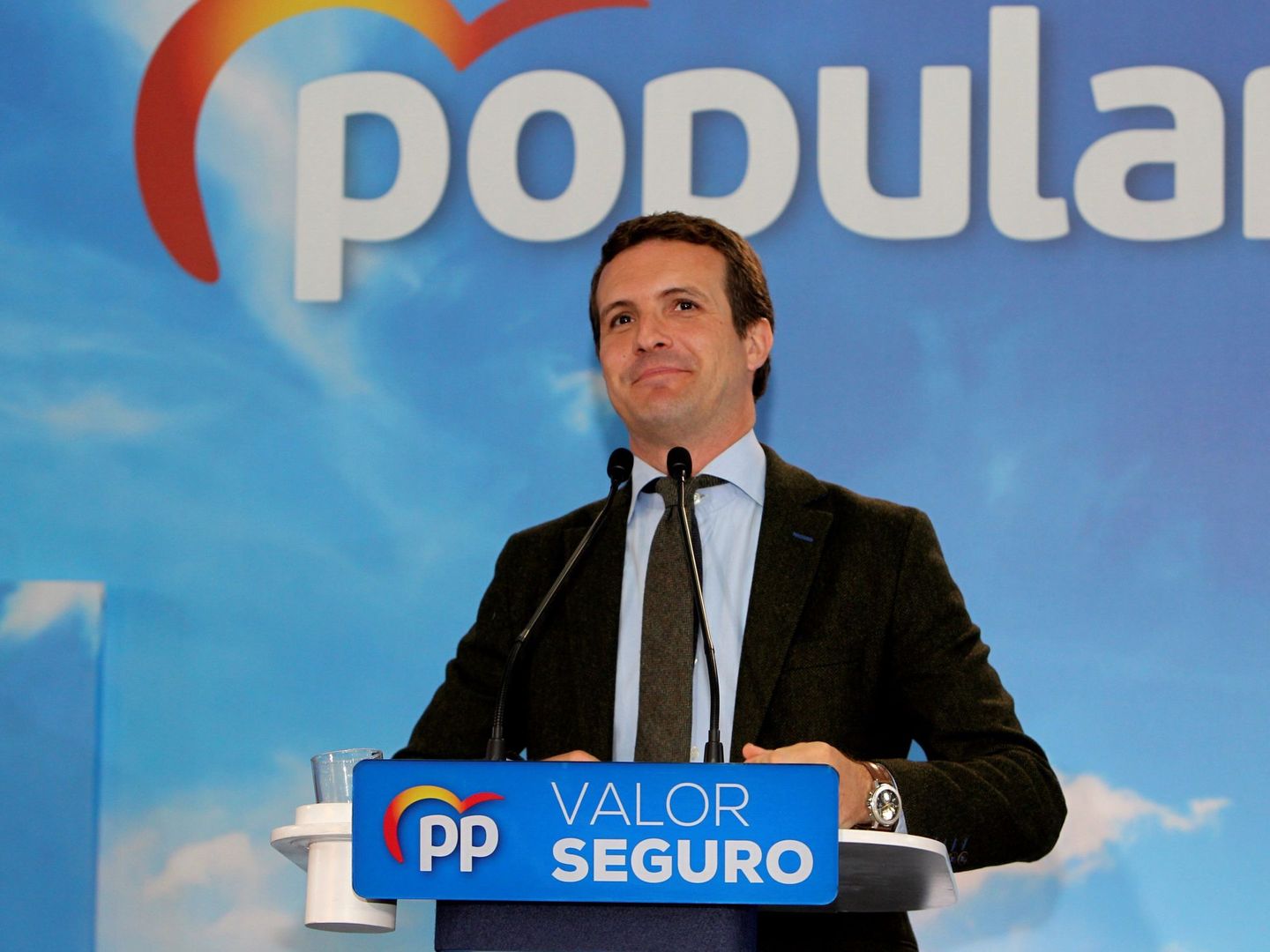 Pablo Casado, el líder del PP, este 18 de abril en Mérida. (EFE)
