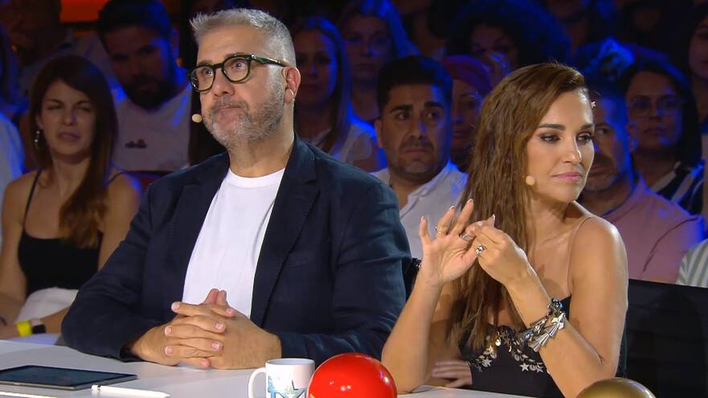 Florentino Fernández y Paula Echevarría en 'Got Talent España'. (Mediaset)
