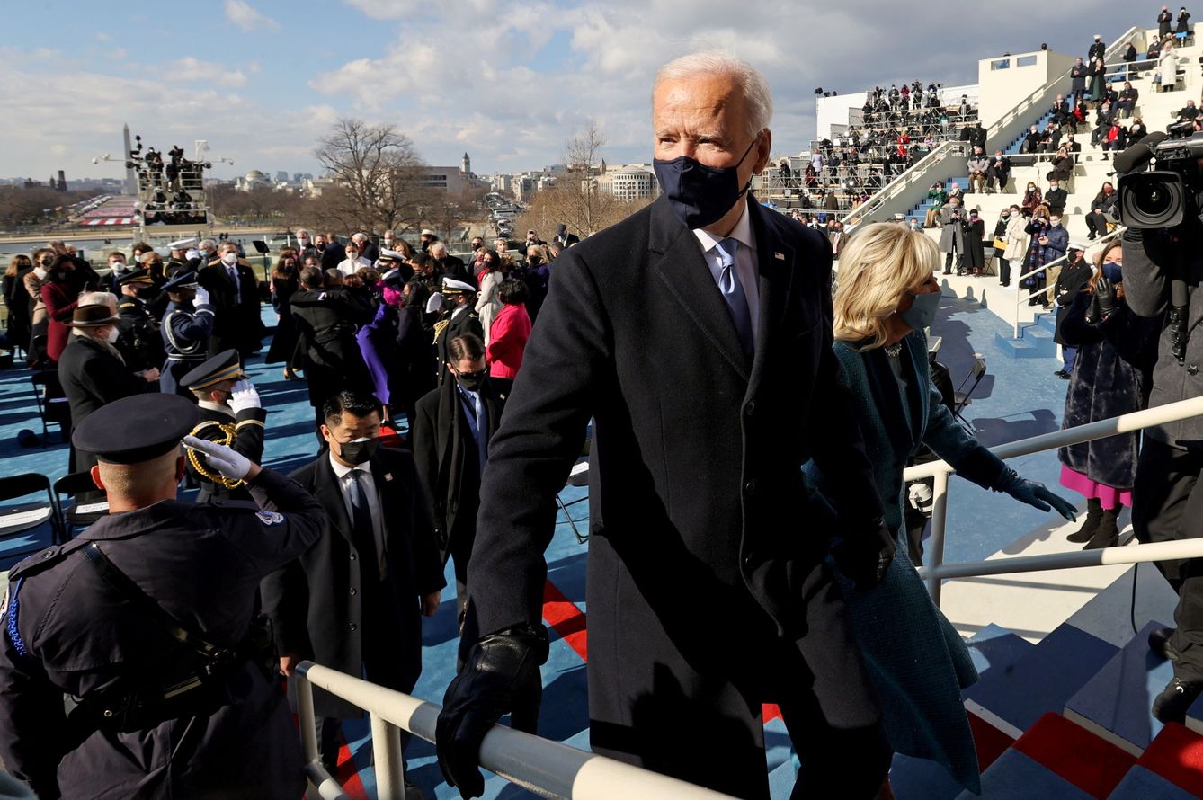 El presidente Joe Biden, en la ceremonia de inauguración. (Reuters)
