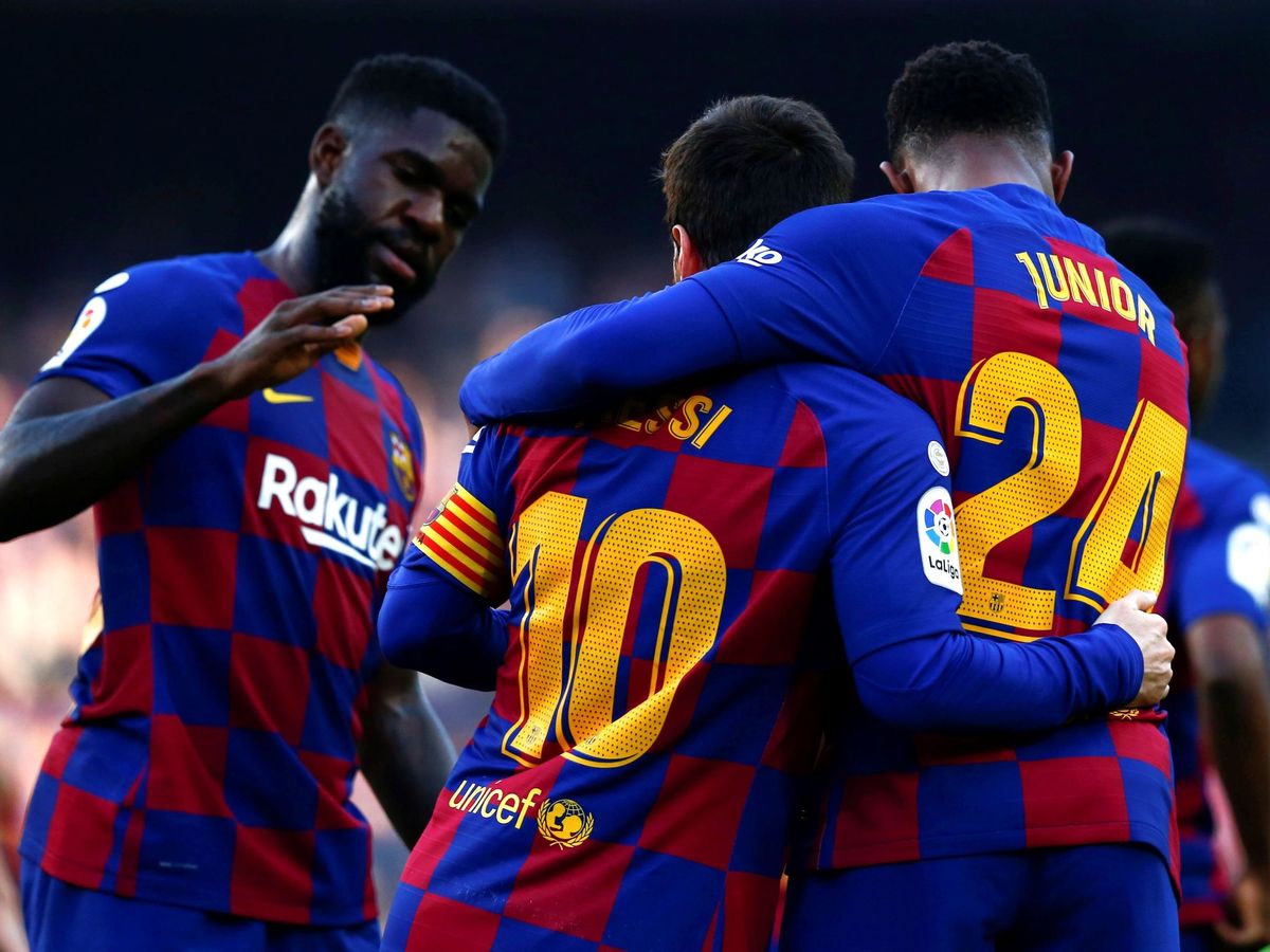 Foto: Los jugadores del Barcelona celebran el gol de Sergi Roberto ante el Getafe. (EFE)