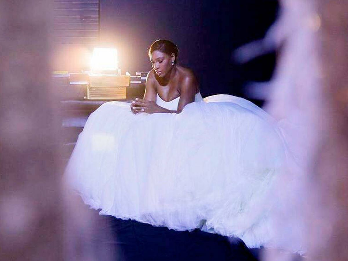 Foto: La tenista Serena Williams con su vestido de novia. Vía Instagram (@serenawilliams)