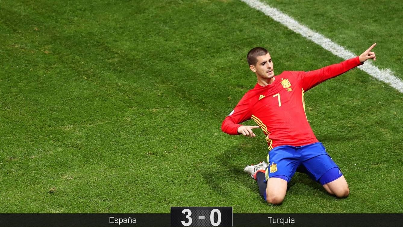 Foto: Morata marcó dos de los tres goles de España (Ali Haider/EFE/EPA)