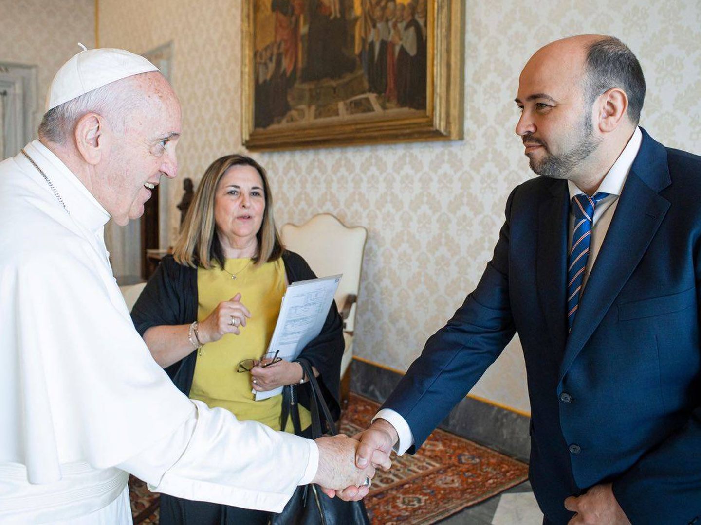 Rodríguez Arias, con el papa Francisco. (Cedida)