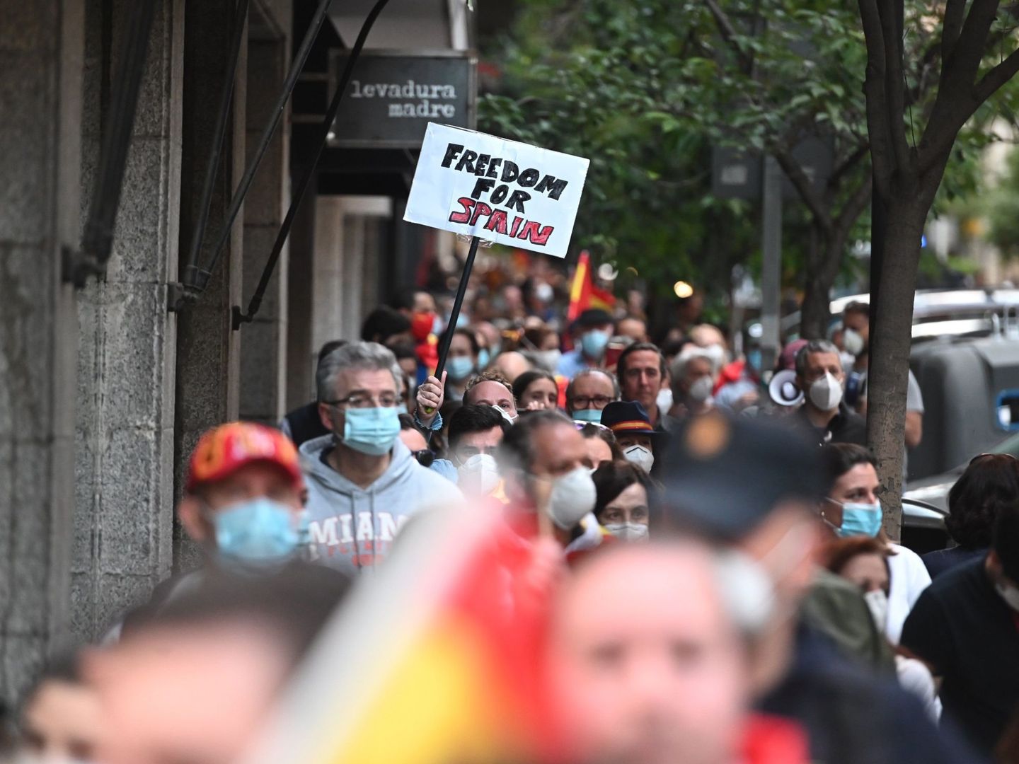 Protestas en la calle Núñez de Balboa, el pasado domingo. (EFE)