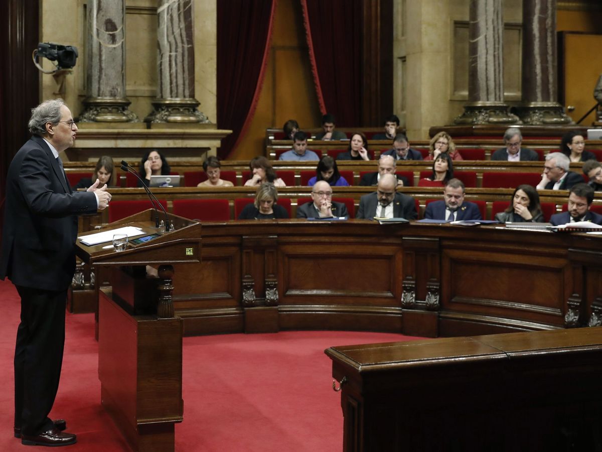 Foto: Quim Torra en el debate de los Presupuestos catalanes. (EFE)