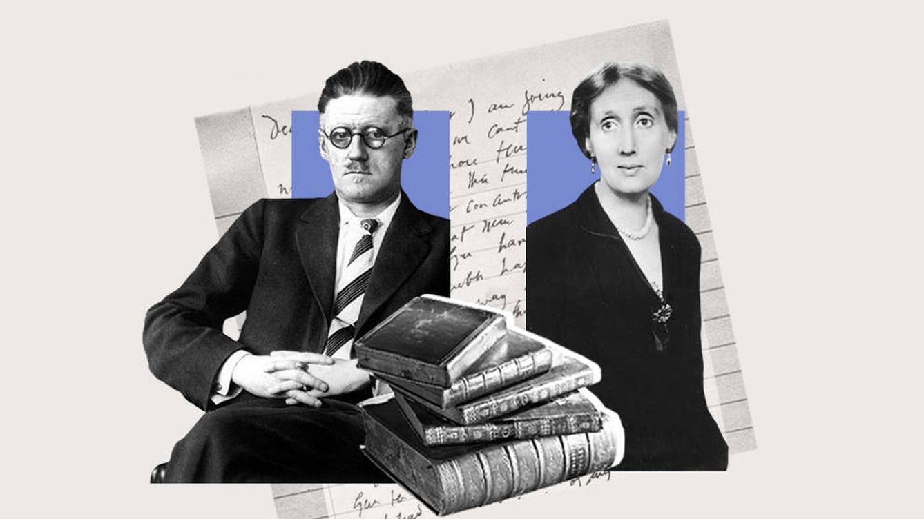Foto: Virginia Woolf y James Joyce. (Diseño: Raquel Cano)