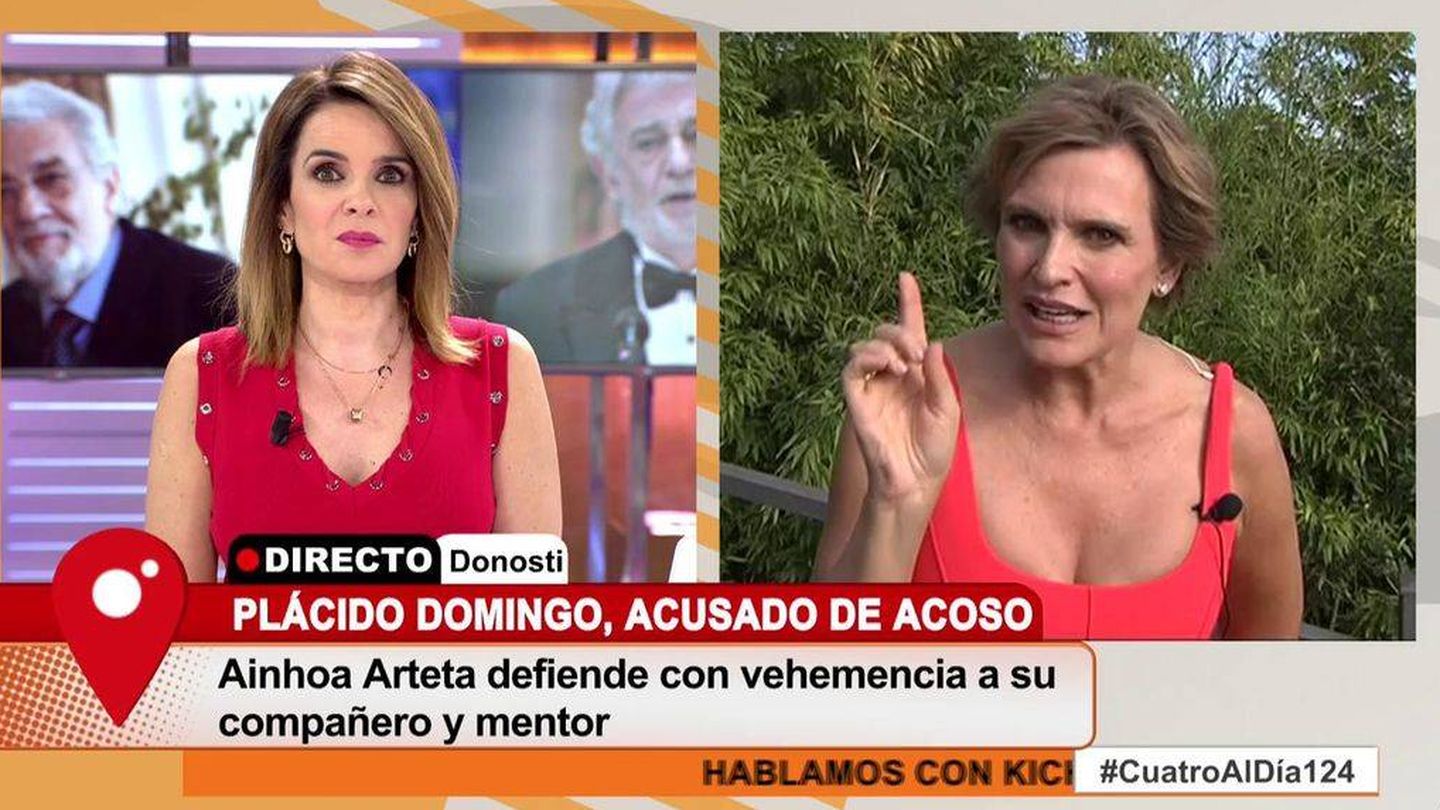Carme Chaparro y Ainhoa Arteta, en 'Cuatro al día'. (Mediaset España)