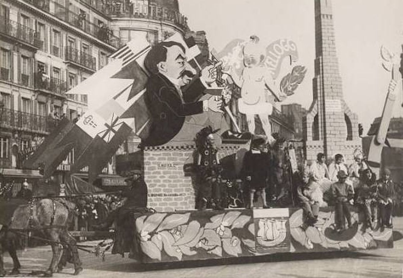 Caricatura del pacto Briand-Kellogg durante el Carnaval de París de 1929. (Archivo)