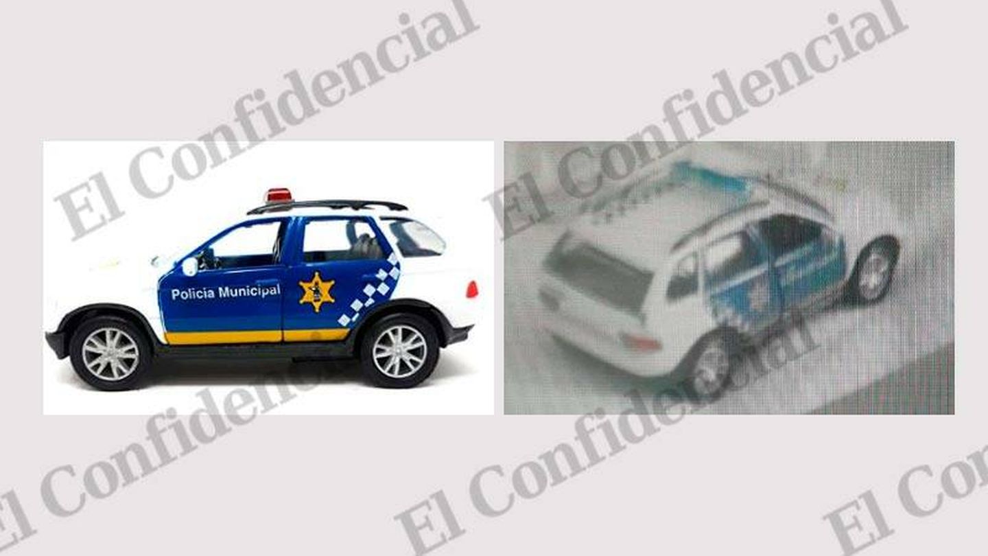 Imágenes del coche de juguete que imitaba un vehículo policial. (EC)