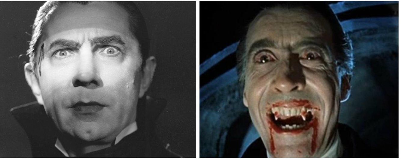 Los dos rostros de Drácula, Bela Lugosi (izq) y Christopher Lee (dch).