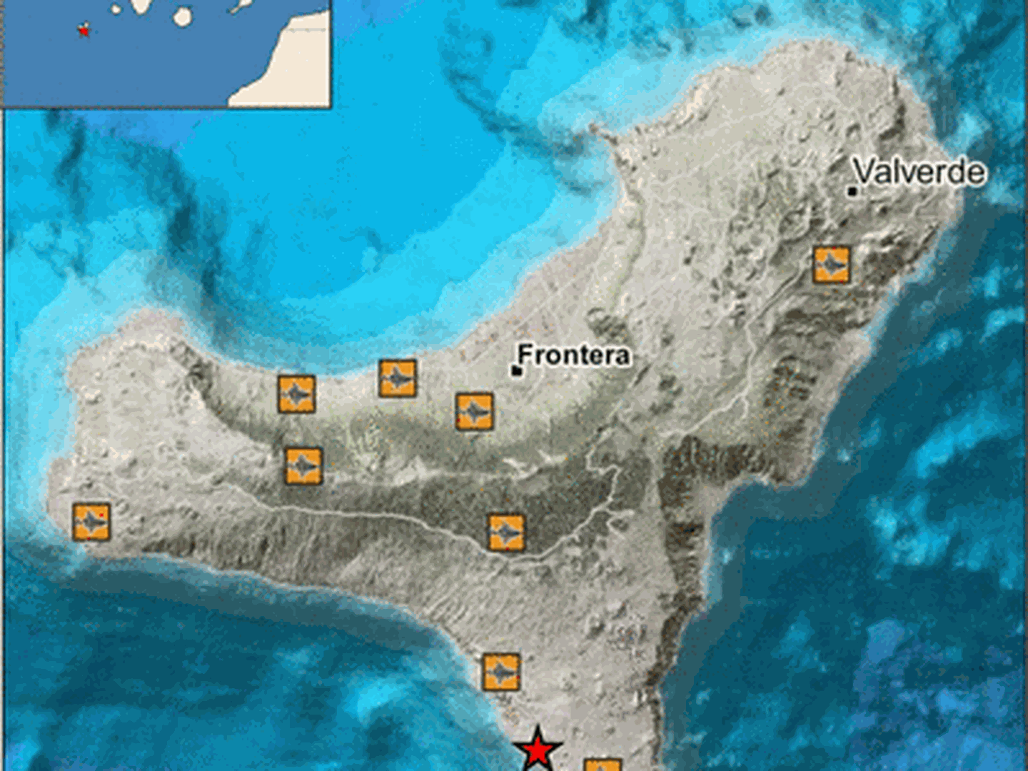 Epicentro del terremoto en las proximidades de Frontera. (IGN)
