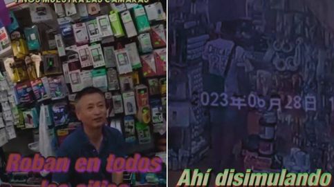 Este dueño de un bazar chino de Madrid le muestra a un cliente cómo están robando en directo