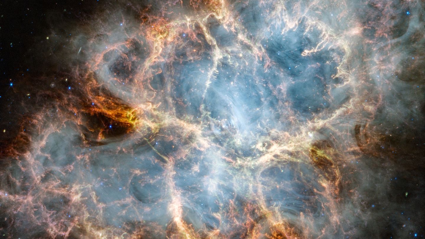 The Crab Nebula, the remains of an exploded star 6,500 light-years away, is seen in a composite image taken by the James Webb Telescope and released by NASA on October 30, 2023.   NASA ESA Handout via REUTERS     THIS IMAGE HAS BEEN SUPPLIED BY A THIRD PARTY