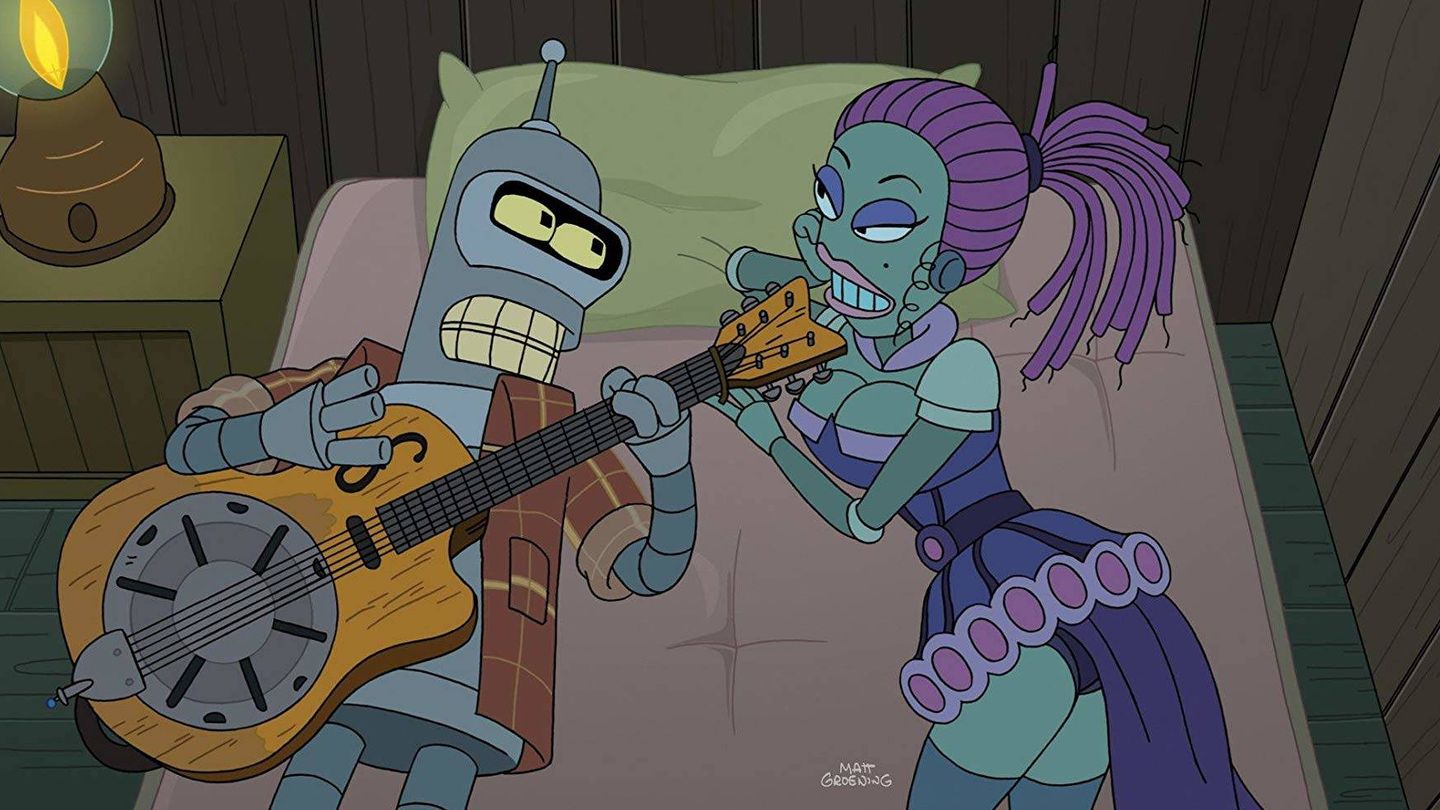 Bender y una roboprostituta.