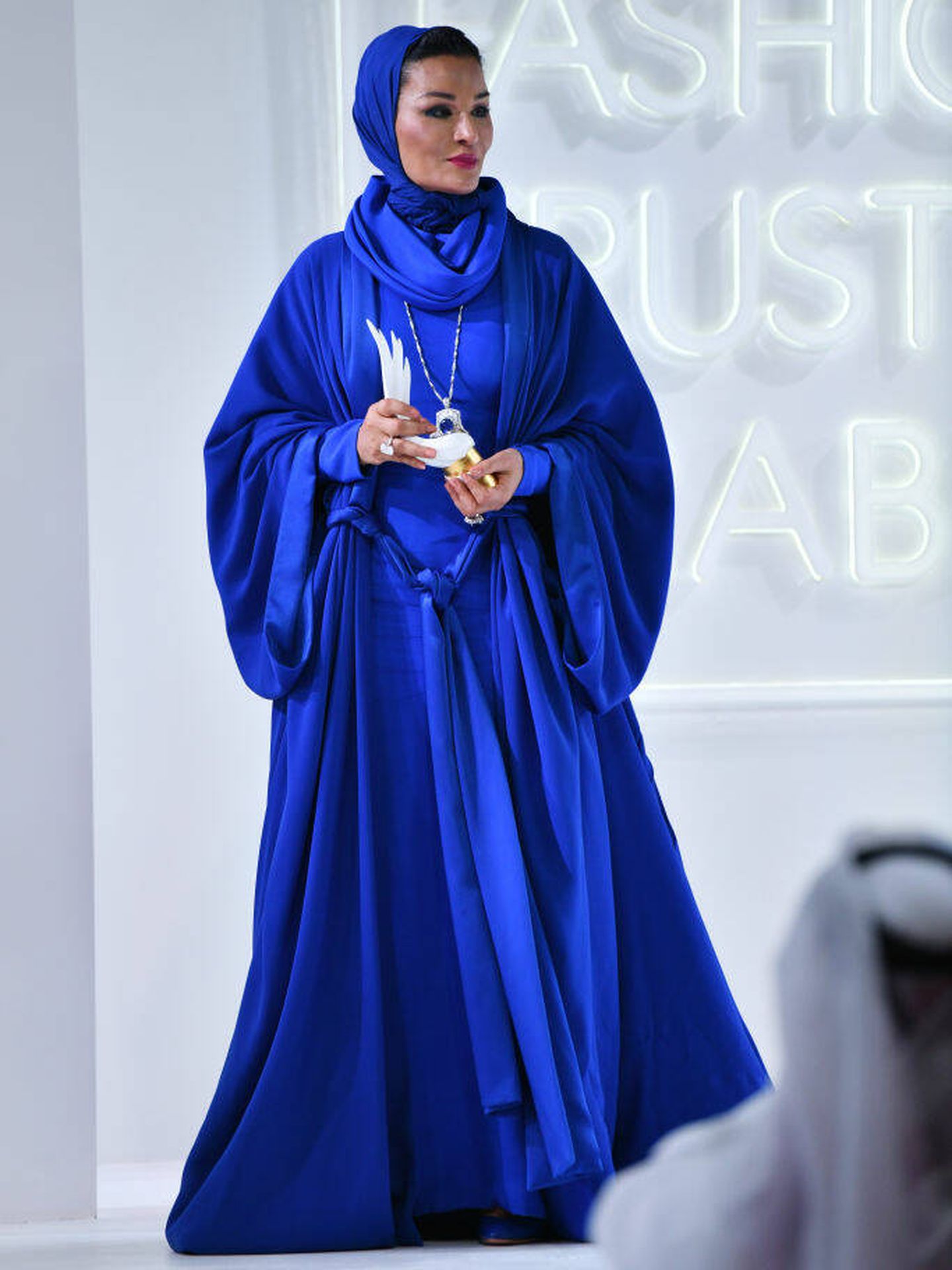 Sheika Moza durante los Fashion Trust Arabia Awards 2021. (Getty Images)