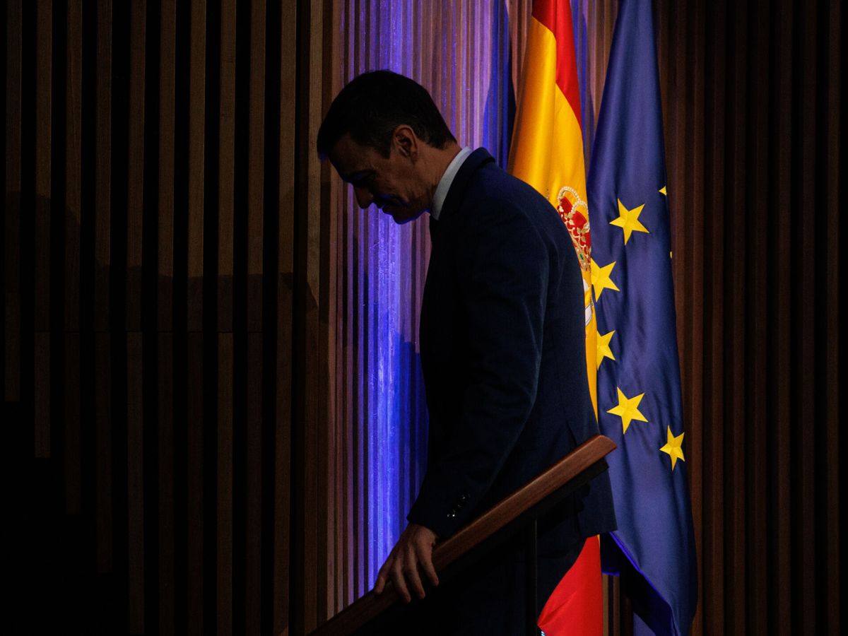 Foto: El presidente del Gobierno, Pedro Sánchez, durante la VIII Conferencia de Embajadores hoy en Madrid. (Europa Press/Alejandro Martínez Vélez)