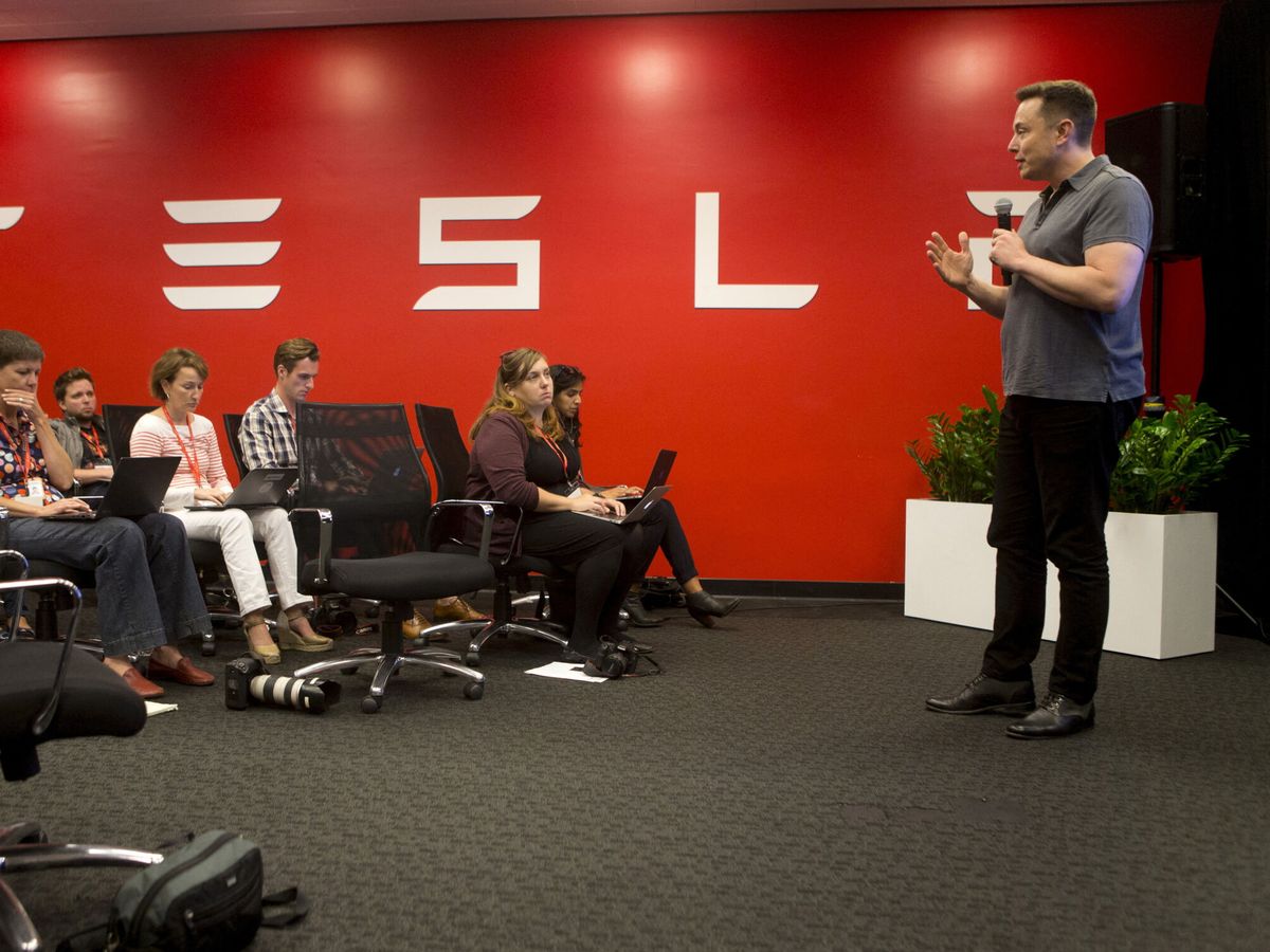 Foto: Elon Musk, dando una charla en un reciente evento de Tesla en Palo Alto (Reuters/Beck Diefenbach)