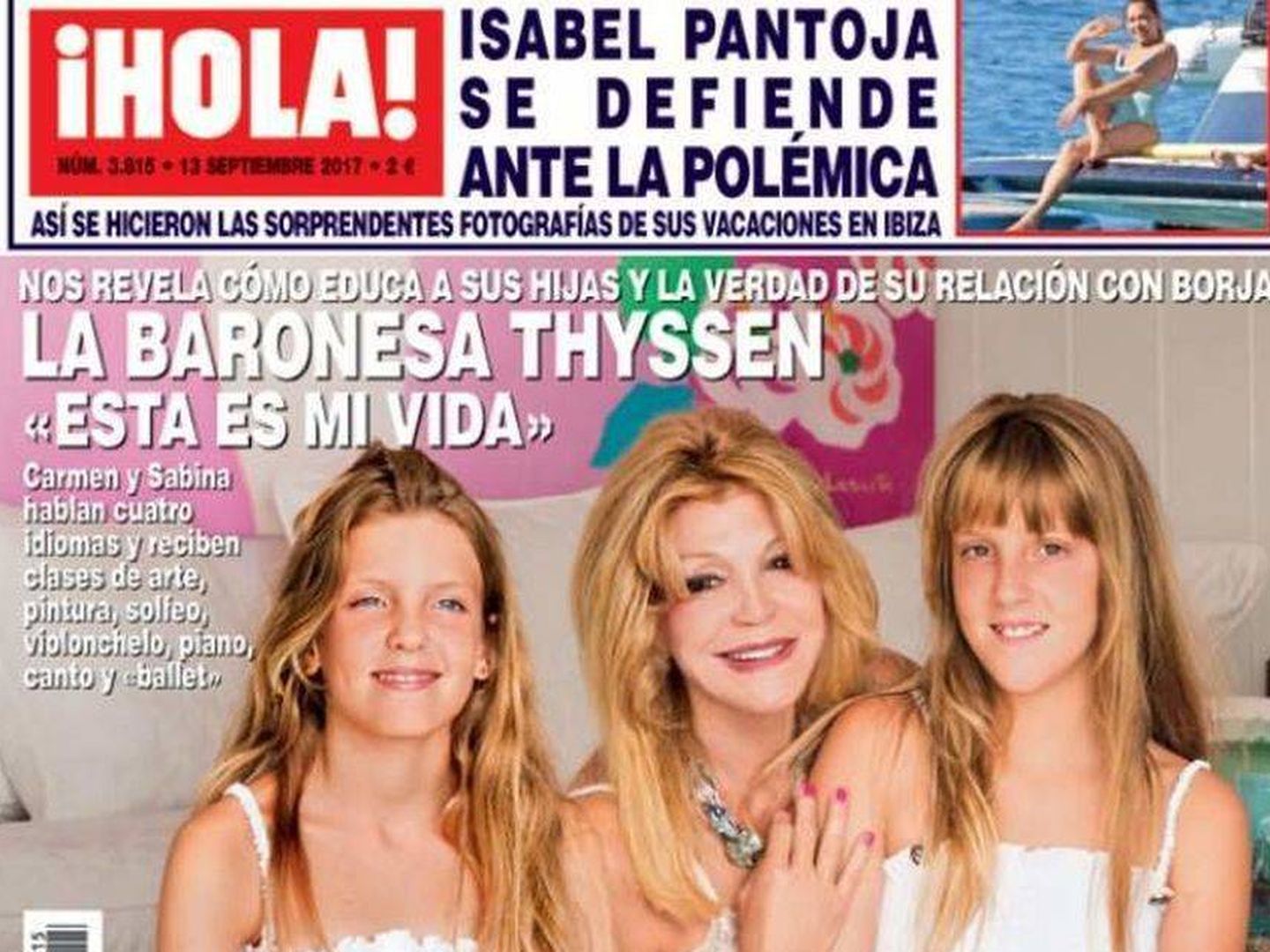 La baronesa Thyssen con sus hijas.
